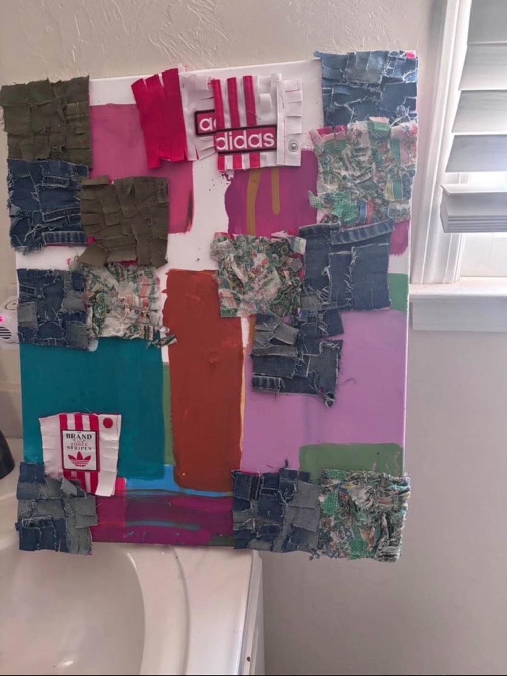 adidas Mixed Media Patchwork Canvas in Teal, Pink, Lavender and Rust